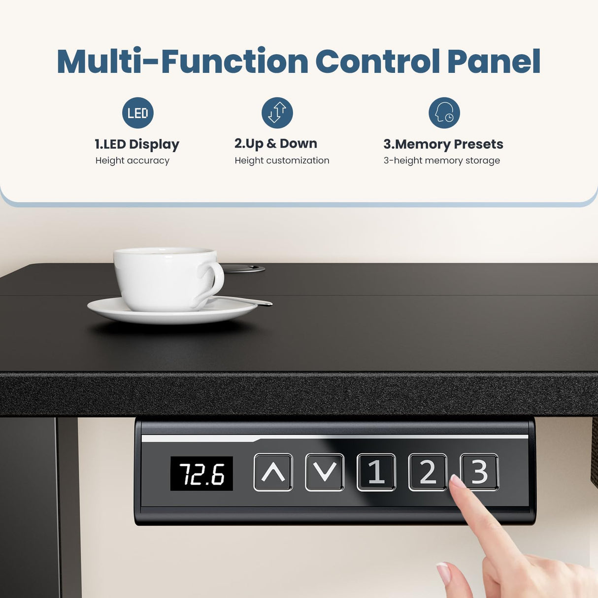 Sweetcrispy Electric Standing Desk Adjustable Height, 40x24 Inch Sit Stand Up Home Office Desks Computer Workstation PC Work Table with 3 Memory Preset Splice Wood Board Metal Frame, Black Sweetcrispy