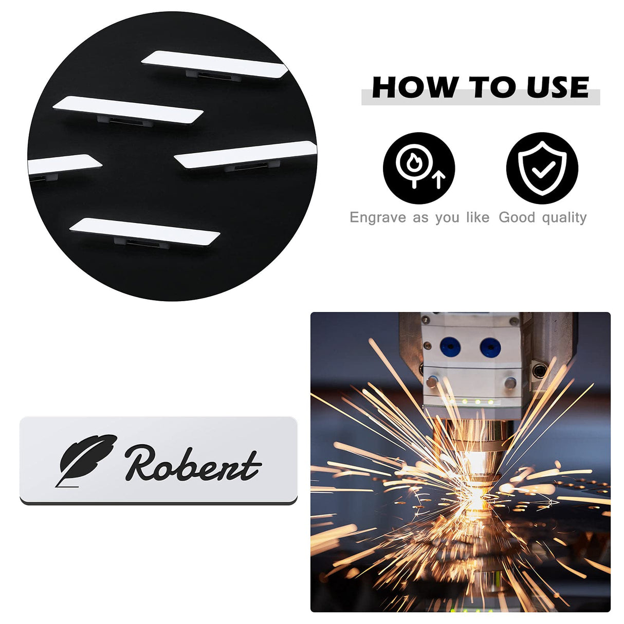 Name Tag Blank Name Badges 1 x 3 Inch DIY Blank ID Name Badge with Pin Backing for Office Workers Students, Personalized Badges Making (25 Pieces) TecUnite