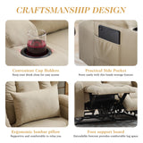 Loveseat Recliner Sofa,RV Couch 6'' Wall Hugger Recliners for Small Spaces,Fabric Reclining Loveseat Sofa Recliner with Cup Holders/Lumbar Pillows,RV Furniture (Beige, Loveseat) Generic