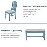 LUMISOL 6-Piece Wooden Dining Set, Farmhouse Kitchen Table Set with 4 Upholstered Chairs, Bench and Storage Drawers for Kitchen, Dining Room, Living Room, Antique Blue LUMISOL