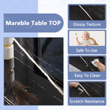 79in Dining Table Set For 10,Kitchen Table Chairs Set With Glossy Faux Mareble Table Top ,Black Rectangle Dining Room Table Set For 10,11 Piece Kitchen Table And Chairs Set For Kitcken Dining Room JUFU