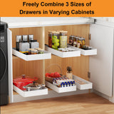 YoolooKitt Pull Out Cabinet Organizer,Adhesive with Nano Film,Slide Out Drawers Adhesive Heavy Duty Storage Drawer Shelf with 3PCS Divider Racks for Kitchen Pantry Bathroom Home,10.6"-15.7" Deep YoolooKitt