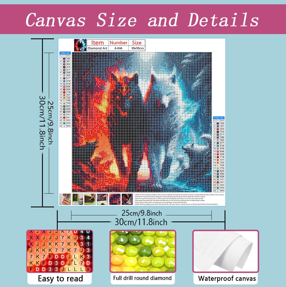 AMORARS Wolf Diamond Painting Kit for Adults, Animal Diamond Art Beginners - DIY Full Diamond Dot Gem Art Paintings, Suitable Gifts, and Home Decoration Crafts, 12x12Inch AMORARS