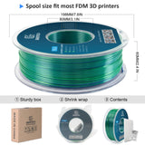 Geeetech 3D Printer Silk PLA Dual Color Filament,Metal-Like Shiny Silk Filament 1.75mm 1kg (2.2lbs) Spool,Dimensional Accuracy +/- 0.03 mm,Silk Blue Green Geeetech