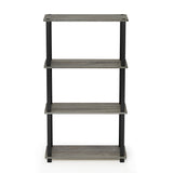 Furinno Turn-N-Tube 4-Tier Multipurpose Shelf Display Rack, Square Tube, French Oak Grey/Black Furinno