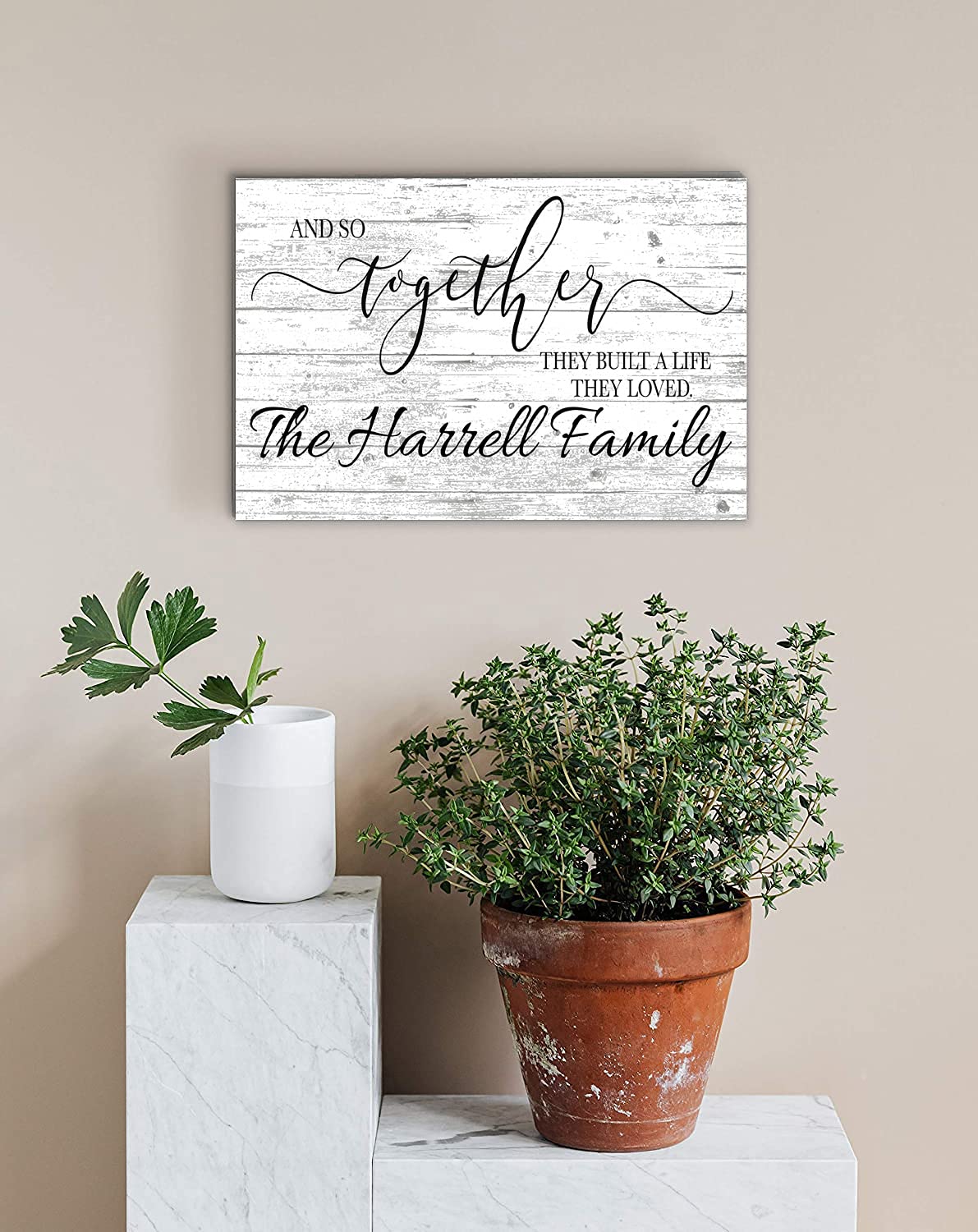 Personalized Wedding Gift Sign With Names And So Together They Built a Life They Loved Custom Wood Farmhouse Décor for Home, Wedding, Family or Couples Gift Idea Broad Bay