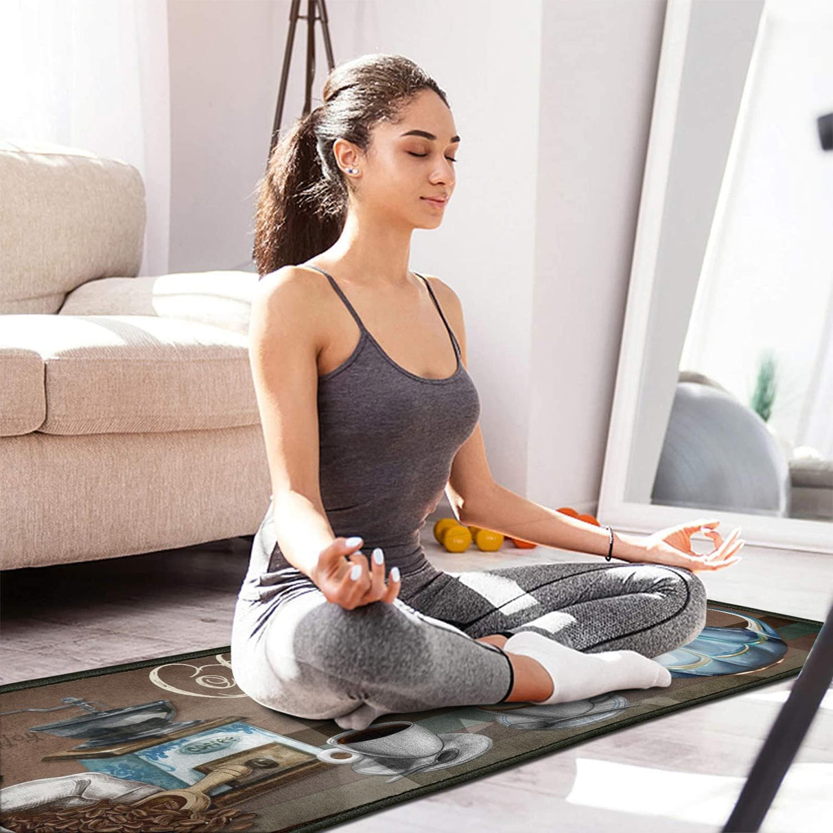 Ghroiep 2 Piece Coffee Kitchen Decor Rugs Set, Farmhouse Country Kitchen Rugs and Mats Non Skid Washable Absorbent Microfiber Kitchen Accessories Decoration Floor Mats 17"x47"+17"x30" Ghroiep