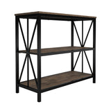 Lavish Home 3-Tier Industrial Bookshelf - Freestanding Open Bookcase for Home or Office Organization and Storage - Book Organizer (Brown Woodgrain) Lavish Home