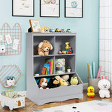 Giantex Storage Cabinet, Cubby Toy Organizer, 3 Shelf 4 Cube Units, Storage Bins Cubbies for Kids' Collections, Kids Bookshelf and Bookcase for Children Playroom Hallway Kindergarten School, Gray Giantex