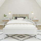 Max & Lily Scandinavian Full Bed for Kids, Solid Wood Twin Frame with Slatted Headboard in White/Blonde Max & Lily