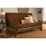 Kodiak Furniture Tucson Full Size Futon Set in Rustic Walnut Finish, Suede Black Kodiak Furniture