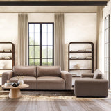 COLAMY 95" Oversized PU Leather Sofa, Comfy Sofa Couch with Extra Deep Seats, Wide Arm, Down Filled 3-Seater Modern Sofa for Living Room, Apartment Lounge-WolfGrey COLAMY