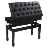 AKVOMBI Adjustable Duet Piano Bench with Storage, Heavy Duty Double Piano Benches with Leather Cushion, Black Piano Bench for Adults, 13.8" D x 31.5" AKVOMBI