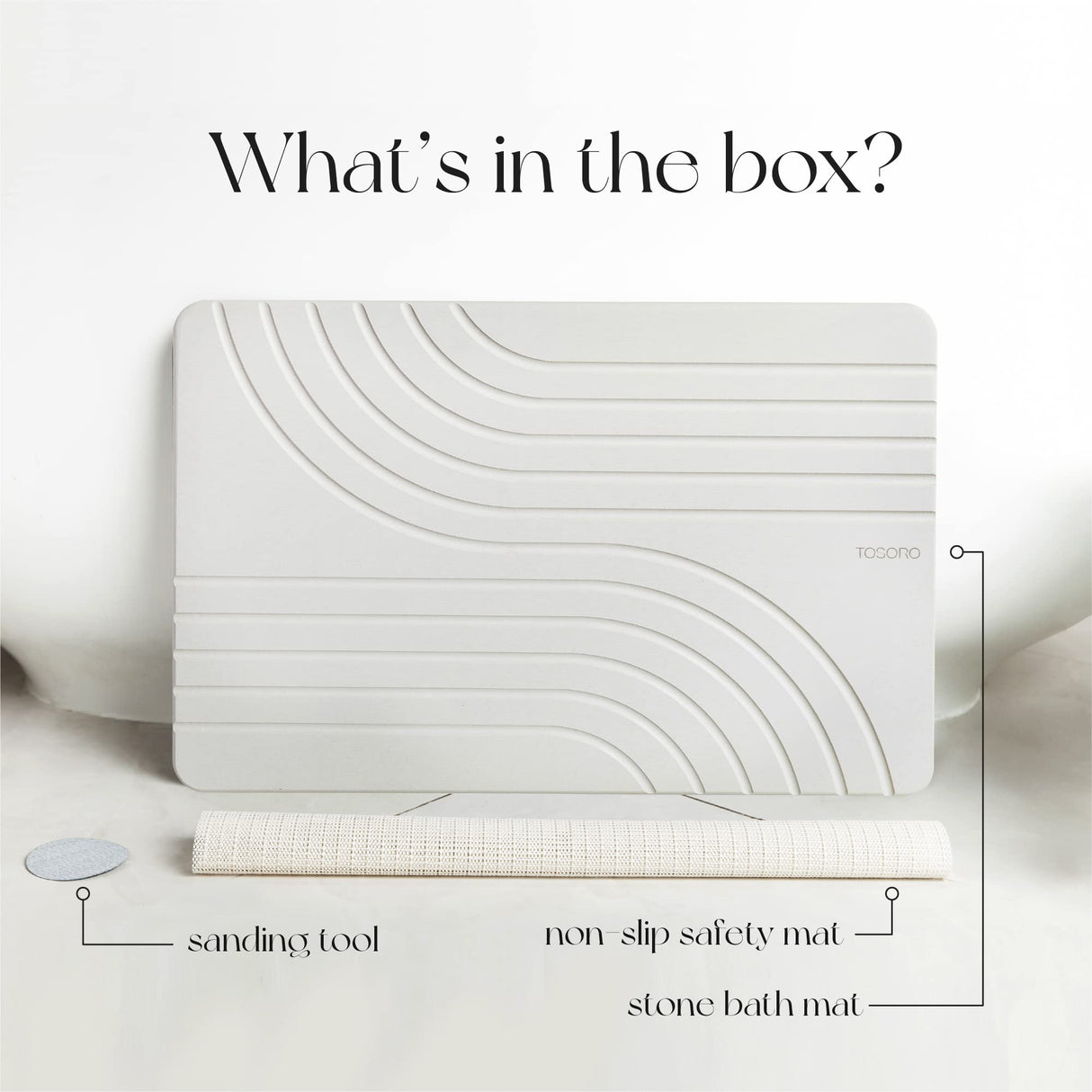 TOSORO - Stone Bath Mat, Diatomaceous Earth Non-Slip Stone Shower Mat - Quick Drying Absorbent Bath Mats for Bathroom - Elegant & Modern Design, Easy to Clean (23.5 x 15) - Sandstone TOSORO