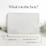 TOSORO - Stone Bath Mat, Diatomaceous Earth Non-Slip Stone Shower Mat - Quick Drying Absorbent Bath Mats for Bathroom - Elegant & Modern Design, Easy to Clean (23.5 x 15) - Sandstone TOSORO