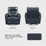 Lexicon Swivel Glider Reclining Chair, Top Grain Leather Match Manual Recliner, Comfy Nursery Glider Recliner, Swivel Reclining Chair for Living Room/Office/Bedroom/Apartment, Dark Blue Lexicon