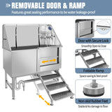 50 Inch Electric Dog Bathing Station For Large Dogs, Height Adjustable Stainless Steel Dog Pet Washing Station, Professional Dog Grooming Tub With Electric Lift, Pet Wash Bath Station (50" Right door) RIGMEC