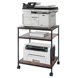 EMERIT Large Printer Stand, 23.6" W x 18.9" D x 31.5" H Printer Table with Adjustable Storage Shelf, 3 Tier Rolling Laser Printer Cart with Wheels for Home Office- Support 100 LBS Each Tier EMERIT