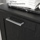 Smhxo Tilt Out Trash Cabinet, Wooden Freestanding Trash Cabinet with Deodorising Function, 10 Gallons Hidden Laundry Sorter Cabinet, Black Smhxo