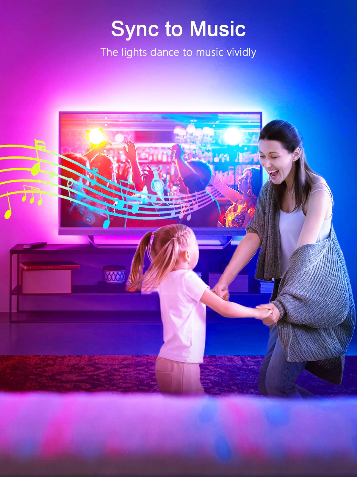 KANTUTOE LED Lights for TV, 16.4ft LED Lights for 45-75 Inch TVs, RGB TV Backlight Behind, Music Sync Bluetooth APP & Remote Control Strip Lights USB Powered for Bedroom/Gaming KANTUTOE