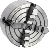 CME 5" 4-Jaw Independent Lathe Chuck with 1 1/2"-8 Threaded Semi-Finished Backing Plate, Machine to Fit Chuck, Reversible Jaws CME Tools