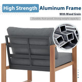 JOIVI Aluminum Patio Furniture Set, 4 Piece Outdoor Conversation Set Patio Conversation Sectional Chat Couch Sofa U-Shaped Modern Seating Set with Upgrade Cushion and Tempered Glass Coffee Table, Gray JOIVI