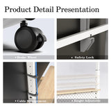 FITUEYES Rolling Floor TV Stand Mount for 70-100 Inch Large LCD/LED TVs TV Cart Heavy Duty Hold Up to 176 lbs Mobile Corner Stand with Mount for LCD/LED Flat Curved Screens with Wooden Large Storage FITUEYES