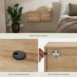 mopio Lauren 31" Floating Shelf, Multi-Purpose Modular Under TV Display Shelf, TV Stand, Wall Mounted Wood TV Cabinet, Nightstand, Modern Side Table, Farmhouse End Table, Bedside Shelf (Oak, Single) mopio