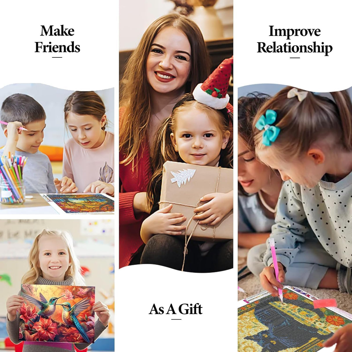 Birds Diamond Art Kits for Adults, 5D Full Round Drill Diamond Painting Kits for Adults Beginners,DIY Diamond Painting Gem Art Kits for Gift Home Wall Decor 14x14inch EIBEILI