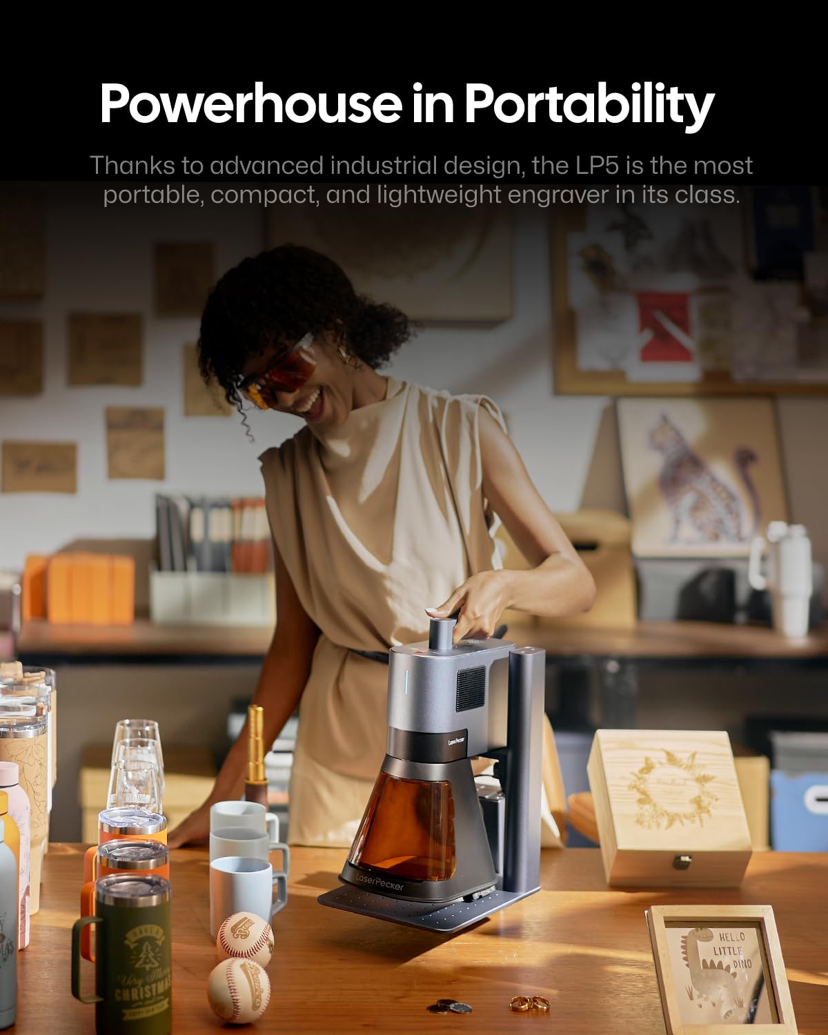 LaserPecker LP5 20W Fiber & Diode Dual Laser Engraver, 10X Faster 0.0027mm Precision for Metal/Wood/Jewelry, Portable 6kg Laser Cutter for Instant Store Customization, 3D Grayscale Engraving Machine LaserPecker