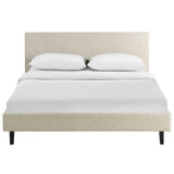 Modway Anya Upholstered Beige Platform Bed with Wood Slat Support in Queen Modway