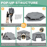 COBIZI 15x15ft Extra Large Pop-Up Gazebo Canopy Tent with Mosquito Netting, Spacious Easy Set-Up Screened Shelter, Durable Outdoor Pavilion with Ground Stakes, Perfect for Patio, Backyard, and Lawn COBIZI