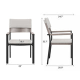 Sundale Outdoor Metal Dining Set for 6, 6-Piece Patio Dining Table and Stackable Rattan Chairs Set with Headrests and Cushions for Backyard, Garden, Deck, Light Gray Sundale Outdoor