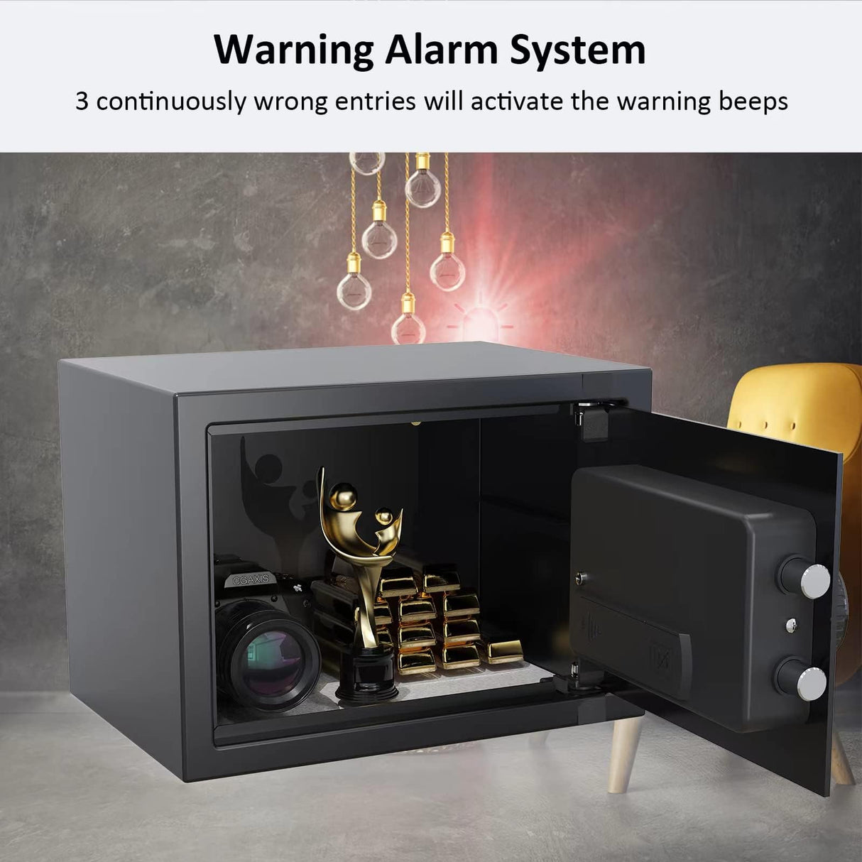 Goldenkey 1.2 Cu.Ft Modern Fireproof Safe – Digital Safe with Fireproof Bag, Keypad & Key, Protects Documents, Cash & Valuables, 9.84"D x 13.78"W x 9.84"H GOLDENKEY