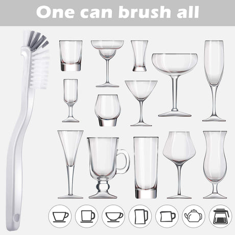5 Piece Cleaning Dish Scrub Brush Kitchen Sink Bathroom Brushes, Household Pot Pan Dishwasher Edge Corners Grout Deep Cleaning Brush with Stiff Bristles (White and Black) Patelai