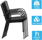 AECOJOY Outdoor Patio Chairs Set of 4, Metal Stackable Lawn Chairs with Armrests & Breathable Metal Mesh, 4 Pack Bistro Chairs for Outdoor Dining Set AECOJOY