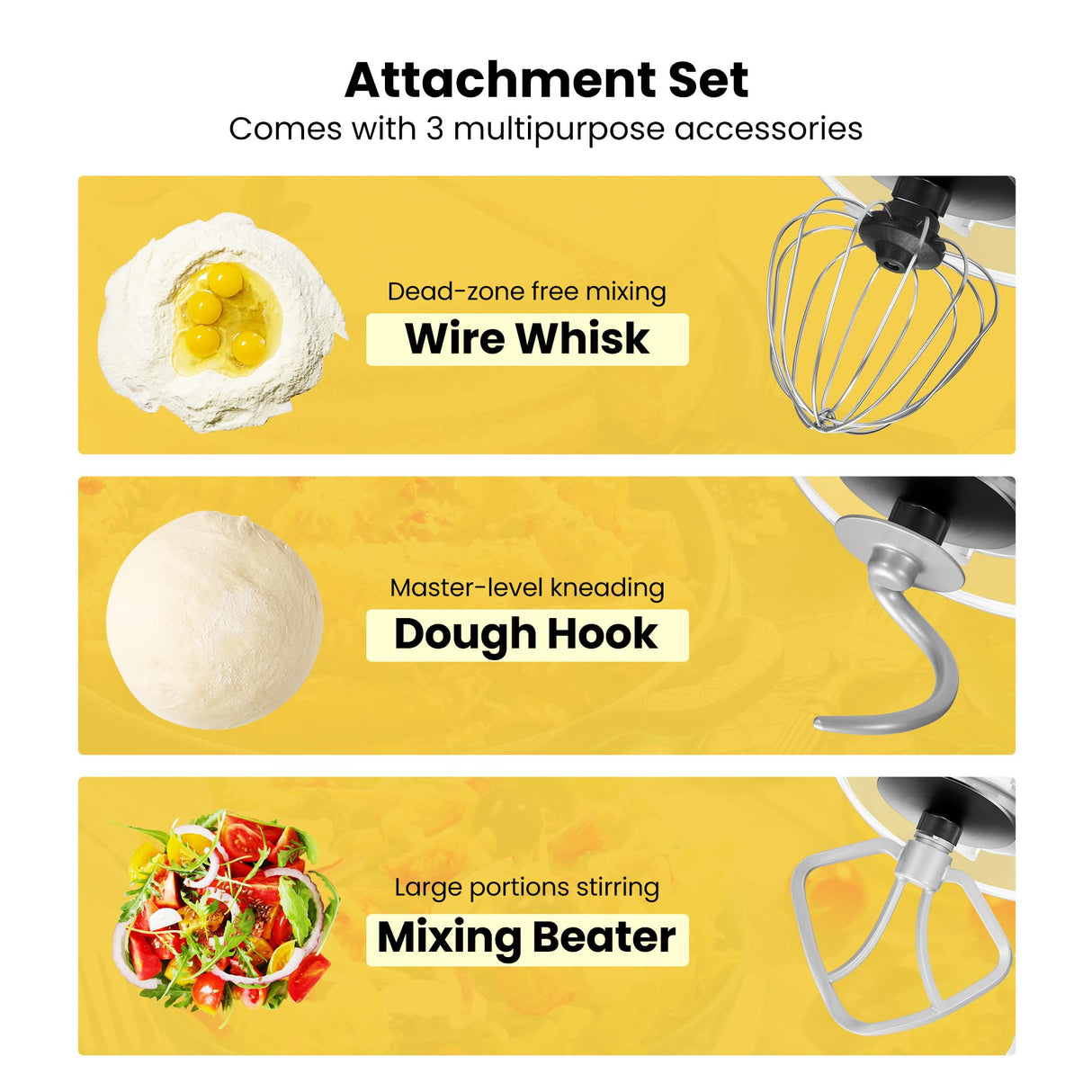 VIVOHOME Stand Mixer, 660W 10 Speed 6 Quart Tilt-Head Kitchen Electric Food Mixer with Beater, Dough Hook, Wire Whip and Egg Separator, Black VIVOHOME