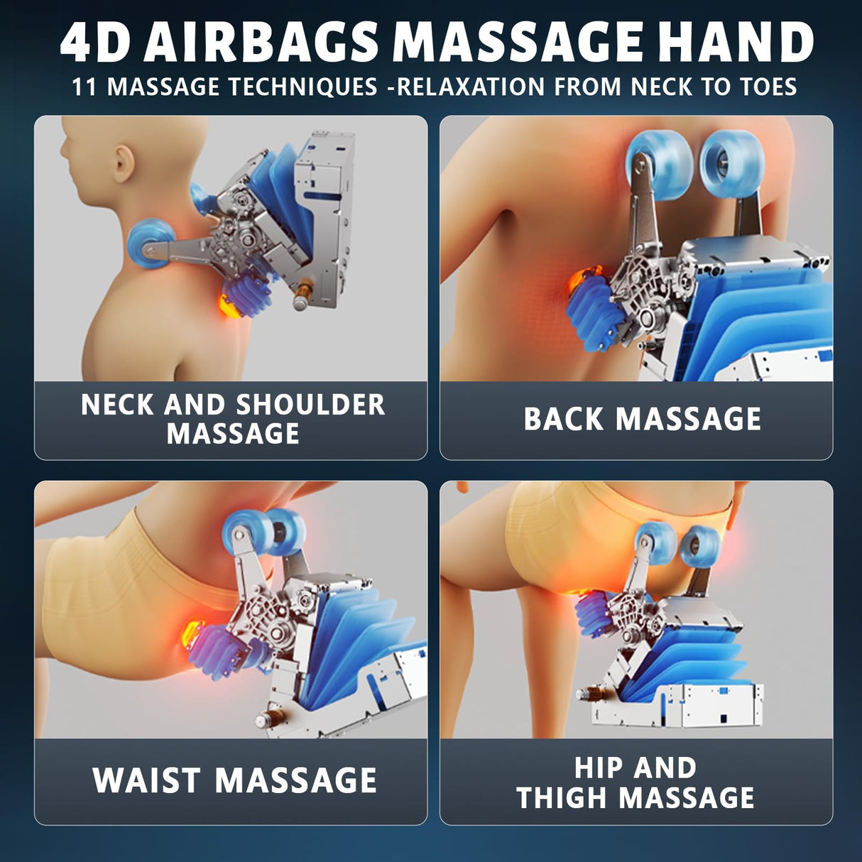 HealthRelife 4D Massage Chair Full Body, 166° Flexible Track, 18 Modes, 11Technique, 36 Airbag Massage, with Yoga Stretch, Foot Massage, Zero Gravity Massage Recliner（Black） HealthRelife