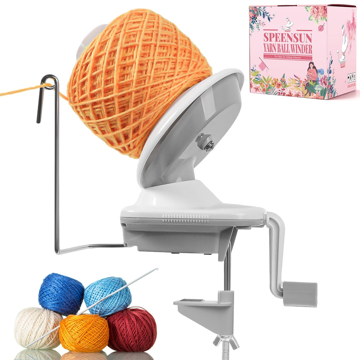 SPEENSUN Yarn Winder, Yarn Ball Winder, Easy-to-Install Efficiently Yarn Cake Winder Make Neat 3.5 oz Yarn Cake with Lower Noise, Yarn Winder for Crocheting for Crochet and Knitting Enthusiasts SPEENSUN