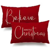 Christmas Throw Pillow Covers 12x20 Inch Set of 2 Merry Christmas Farmhouse Decorations Believe Holiday Decor Throw Cushion Case for Home Couch DFXSZ