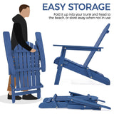 Yaheetech Folding Adirondack Chair Set of 4 Outdoor, 300LBS Solid Wood Garden Chair Weather Resistant, Fire Pit Lounge Chairs for Garden/Yard/Patio/Lawn, Blue Yaheetech
