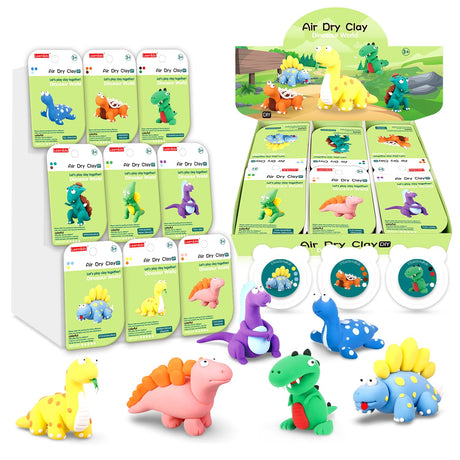 Air Dry Clay Kits: 9 DIY Creature Crafts for Kids 3+ | Child-Safe Modeling with Guides | Creative Gift for Birthdays & Holidays (Dinosaur Clay Kit) LITTCO