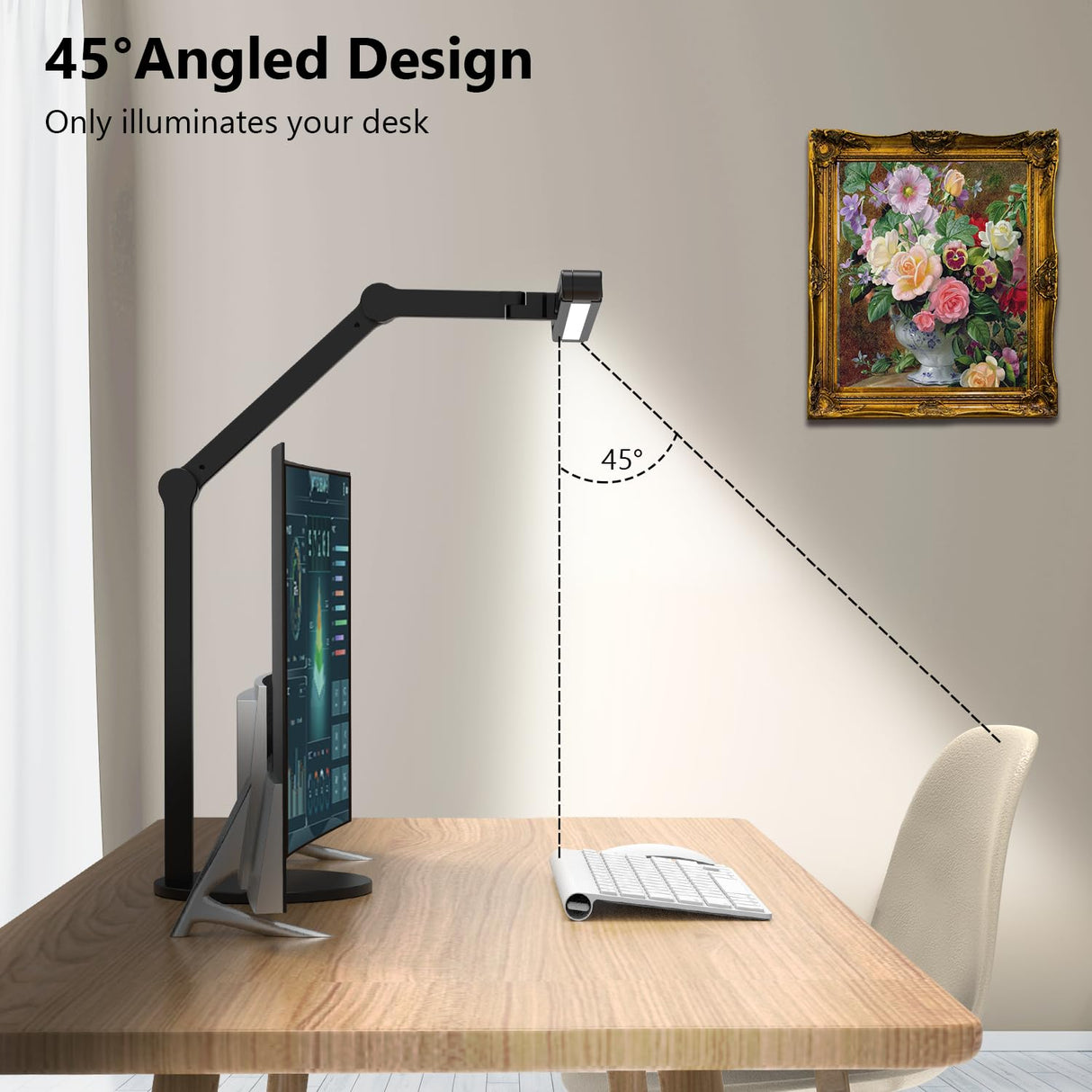 Micomlan Architect Desk Lamp with Atmosphere Lighting, Adjustable Led Desk Light for Home Office with Base, 24W Bright Auto Dimming Table Light with Rotatable Swing Arm for Workbench Computer Micomlan