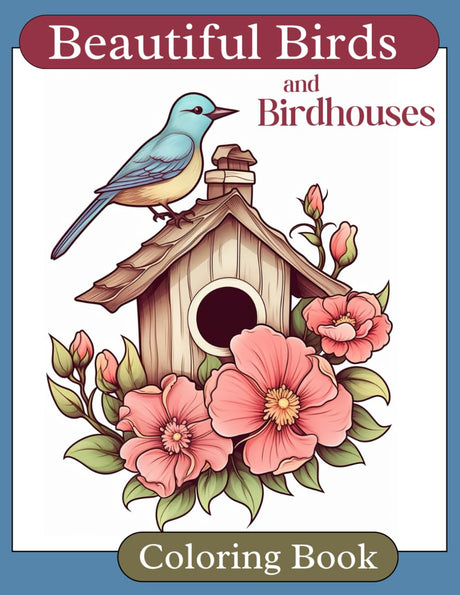 Beautiful Birds and Birdhouses: Coloring Book for Adults, Kids, Women, Men, Nature and Animal Lovers Majosta