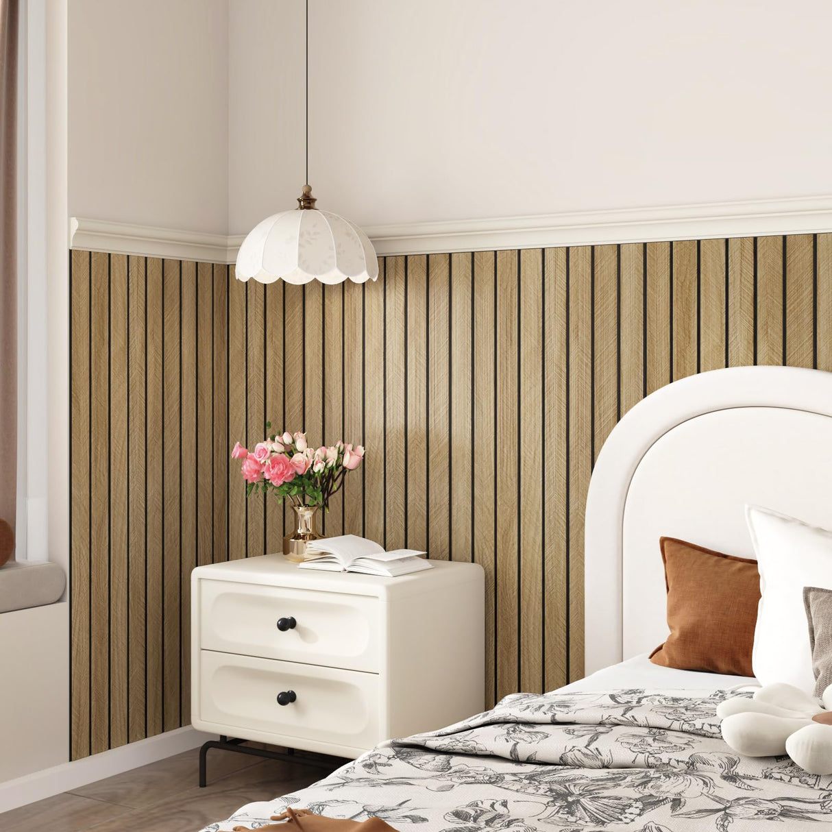 STICKEEP 3D Brown Wood Panels for Walls 120" x 12" Acoustic Slat Wall Paneling Peel and Stick Wood Panels Self Adhesive Flexible Wooden Slat Wallpaper for Bedroom Living Room Wall Decor Ceiling STICKEEP