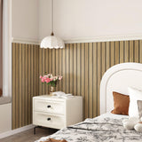 STICKEEP 3D Brown Wood Panels for Walls 120" x 12" Acoustic Slat Wall Paneling Peel and Stick Wood Panels Self Adhesive Flexible Wooden Slat Wallpaper for Bedroom Living Room Wall Decor Ceiling STICKEEP