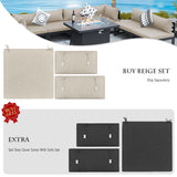 BULEXYARD 11 Piece Modern Aluminum Outdoor Patio Furniture Set with Lounger & Fire Pit Table, Extra Large All-Weather Modular Sectional Couch, 29" Wide Deep Seating Conversation Sofa for Garden, Beige BULEXYARD