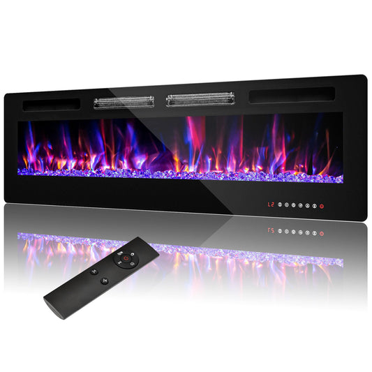 72" Electric Fireplace in-Wall Recessed,1500W Ultra-Thin Wall Mounted Fireplace Heater, Multicolor Flame Low Noise Timer Touch Screen &Remote Control