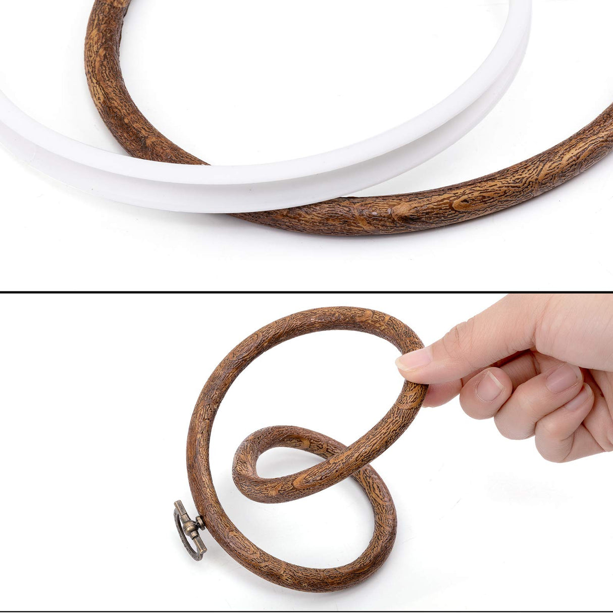 joybest 4 Pieces 6 Inch Round Embroidery Hoops Display Frame Circle, Cross Stitch Hoop Ring Imitated Wood Embroidery Kits for Art Craft Sewing and Christmas Ornaments joybest