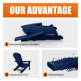 YEFU Adirondack Chair, Oversized Plastic Adirondack Chair Folding Outdoor Chairs with Cup Holder, Lawn Chair with Weather Resistant for Outside Deck Lawn Garden, Weight Capacity Up to 400 Lbs –Navy YEFU